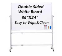 Mobile Whiteboard on Wheels, Adjustable Height, 48x39 Inch Magnetic Rolling Dry Erase Board for Presentations and Office Collaboration