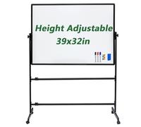 Mobile Whiteboard on Wheels - Portable Magnetic Dry Erase Board, Height Adjustable Easel for Classroom, Office, Home