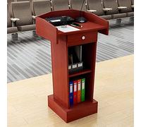 Mobile Wooden Podium Stand with Drawer Conference Lectern Support Adjustable Height Ample Storage Space for Presentations Professional Speaking Office Use