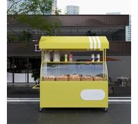 Mobile Yellow Iron Vendor Cart140cm Outdoor Canopy Display Stand for Street Food Markets EventsPortable Commercial Food Truck & Stall