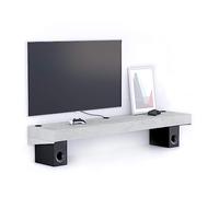 Mobili Fiver, Floating tv stand Evolution 180x40 with Wireless Charger, Concrete Effect, Grey, Made In Italy