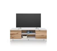 Mobili Fiver, Rachele TV Stand, White and Rustic Oak, Made In Italy