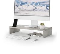 Mobili Fiver, Riki Monitor Stand for Desk, height 10 cm, Concrete Effect, Grey, Made In Italy