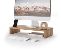 Mobili Fiver, Riki Monitor Stand for Desk, height 10 cm, Rustic Oak, Made In Italy