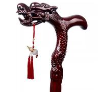 Mobility aid， Classic Dragon Head Walking Cane for The Elderly, Hand-Carved Solid Wood Stick,Slip Bottom Pad(Use Height 150 155Cm)