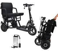 Mobility Folding Electric Scooter 3 Wheel 2 Motors, 48V, 15Ah, Lightweight Portable Power Travel Scooter Long Range (20m), Powerful, Dual Motors, Airline Approved