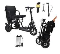 Mobility Folding Electric Scooter 3 Wheel 2 Motors, 48V, 15Ah, Lightweight Portable Power Travel Scooter Long Range (20m), Powerful, Dual Motors, Airline Approved