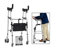 Mobility Folding Four Wheel Rollator Walkers Lightweight Portable Toilet Safety Frames for Elderly Handicap Rehabilitation Auxiliar Walking Aid Double