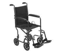 Mobility Folding Transit Wheelchair, Lightweight Folding Transport Chair with 15" Seat, Steel Frame, Adjustable & Removable Footrests, Padded Armrests, Safety Belt & Rear Brakes, Black, New
