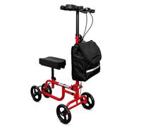 Mobility Knee Walker Scooter with Padded Rest & Storage Bag for Broken Leg, Foot, Ankle & Sports Injuries - 4 Wheeled Orthopaedic Knee Pad for Adult and Elderly - 136kg Weight Capacity (Red)