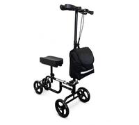 Mobility Knee Walker Scooter with Padded Rest & Storage Bag for Broken Leg, Foot, Ankle & Sports Injuries - 4 Wheeled Orthopaedic Knee Pad for Adult and Elderly - 136kg Weight Capacity (Black)