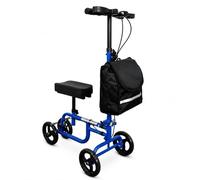 Mobility Knee Walker Scooter with Padded Rest & Storage Bag for Broken Leg, Foot, Ankle & Sports Injuries - 4 Wheeled Orthopaedic Knee Pad for Adult and Elderly - 136kg Weight Capacity (Blue)