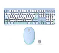Mobility Lab ML313887 - Pure Color Wireless Keyboard + Mouse Combo - AZERTY, Flat and Sensitive Keys, Compact Design, Shortcuts, Numeric Keypad, Windows Compatibility - Blue