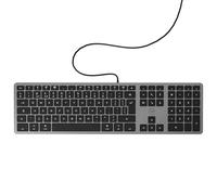 Mobility Lab Wired QWERTY Keyboard for Mac - USB Plug & Play - Silent Keys, Ultra Slim Design - Mac Mini Compatibility, Multimedia Shortcuts - Black/Grey - Comfortable Typing, Durable, Spill-Resistant