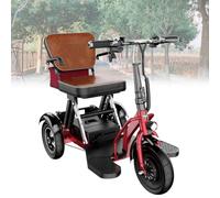 Mobility Scooter Foldable Lightweight 3-Wheel Mobility Scooter with Comfortable Seat Portable Stable Comfortable And Safe City Scooter with Storage Bag for Elderly And Disabled,Red,8AH