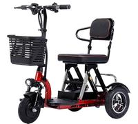 Mobility Scooter for Adults 3-Wheel Mobility Scooter All Terrain Scooter with Safety System Good Legroom Rotating Seat Headlight Basket Charger Included,Red,94cm*53cm*83cm