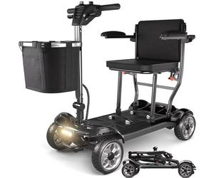 Mobility Scooter Lightweight Folding 12Ah Removable Li-ion Battery Boot Travel Scooter Portable Compact