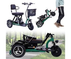 Mobility Scooter Lightweight Travel Folding Electric Mobility Scooters for Adults Foldable 3-Wheel Mobility Scooter with Comfortable Seat Ideal for Elderly Disabled