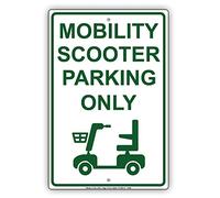 Mobility Scooter Parking Only with Graphic Alert Caution Warning Notice Aluminum Metal Tin 12"x18" Sign Plate
