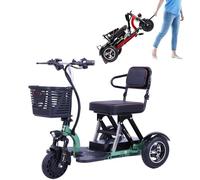 Mobility Scooter, Portable 3-Wheeled Long Range Device with Basket & Charger, Lightweight Folding Design for Seniors
