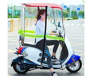 Mobility Scooter Rain Cover Canopy - Universal Electric Motorcycle Sunshade with Reflective Strips and Pocket, Full Enclosure for All-Weather Protection