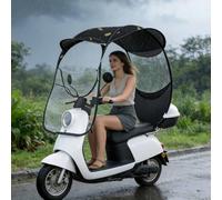 Mobility Scooter Rain Cover, Waterproof Electric Bike Canopy with Transparent Window and Reflective Strips, Oxford Fabric Scooter Umbrella for Outdoor Protection