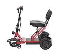 Mobility Scooter with 3 Wheels, Foldable Electric Vehicle, 6 Km/H Top Speed, 120 Kg Load Capacity, Compact and Portable for Travel, Lightweight Mobility Scooter Red,20A