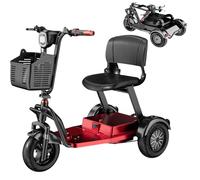 Mobility Scooter with 3 Wheels, Tricycle for Adults, Foldable Electric Mobility Scooter, Easy-To-Use Control Panel, with Charger and Basket, for Seniors and Adults Red,25A