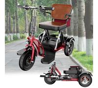 Mobility Scooters 3 Rounds with Light Safe And Stable Portable Mobility Scooter Folding Design City Scooter with Storage Bag Ideal for Adults Elderly Disabled,Red,10AH