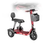 Mobility Scooters for Adults,Foldable Lightweight 3-Wheel Mobility Scooter Equipped with Explosion-Proof tubeless Tires,Three-Speed Adjustment, Remote Start Red,10A