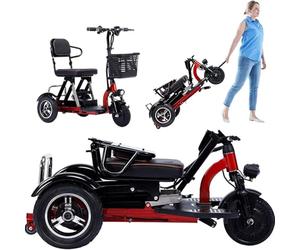 Mobility Scooters for Adults Foldable Lightweight 3-Wheel Mobility with LED Headlights And Basket for a Full Day's Journey Comfortable Seat Deal for Elderly Disabled,A