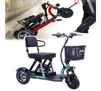Mobility Scooters for AdultsWith Led Headlight Basket and Control Panel Foldable Lightweight 3 Wheel All Terrain Scooter Safety System Good Legroom,Red,94cm*53cm*83cm