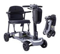 Mobility Scooters for Seniors & Adults Folding Mobility Scooters with Dual Removable Batteries with Front and Rear Storage Boxes Lightweight Foldable Airline Approved Silver