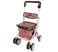 Mobility Scooters Walkers for Seniors, Foldable Walker with Seat, Rollator with Durable Aluminum, All-Terrain Upright(Red)