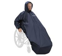 Mobility Smart Wheelchair Mac with Sleeves - Unlined Waterproof Coat for Wheelchair Users - Navy - Lightweight Rain Protection with Hood, Sleeves & Reflective Strip - Easy-Fit (Large)