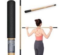 Mobility Stick, 5ft Bamboo Stretch Stick for Physical Therapy, Premium Yoga Dowel with Super Sturdy Rubber Handle Ends, Exercise Bar for Posture Corrector