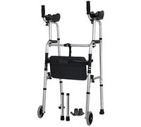 Mobility Walker Frame with Wheels Folding Four Wheel Rollator S Lightweight Portable Toilet Safety Frames for Elderly Handicap Rehabilitation Auxiliar Aid,Black-A