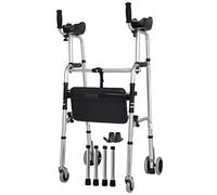 Mobility Walker Walking E with Wheels, Y Folding Four Wheel Rollator S Lightweight Portable Toilet Safety ES for Elderly Handicap Rehabilitation Auxiliar Walking Aid Pur-Black-C