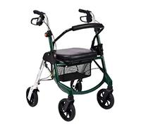 Mobility Walker Wheel Rollator with Dual Brakes Adjustable Height & 4 Wheels Folding Aluminium Walking Mobility Aid for Elderly Mobility Walker Double