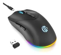 mobiproduct Wireless Bluetooth Mouse, 2.4G and Bluetooth 5.2 Ergonomic Rechargeable USB Optical Mouse, 3 Adjustment DPI， 1600 DPI Dual Mode Silent Wireless Mouse for Mac，Laptop, PC, Windows.(Black)