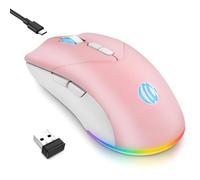 mobiproduct Wireless Bluetooth Mouse, 2.4G and Bluetooth 5.2 Ergonomic Rechargeable USB Optical Mouse, 3 Adjustment DPI， 1600 DPI Dual Mode Silent Wireless Mouse for Mac，Laptop, PC, Windows. (Pink)