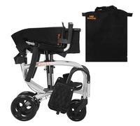 MobiQuip 8kg Travel Wheelchair, Ultra Lightweight, Compact, Folding Wheel Chair, Attendant-Propelled, Light Aluminium Frame, Portable Transit Mobility Wheelchair with Carry Bag Silver Frame