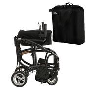 MobiQuip 8kg Travel Wheelchair, Ultra Lightweight, Compact, Folding Wheel Chair, Attendant-Propelled, Light Aluminium Frame, Portable Transit Mobility Wheelchair with Carry Bag