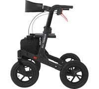 MobiQuip All Terrain 4 Wheel Walker with Seat, Folding Rollator with Large Wheels, Lightweight and Easy to Manoeuvre Over All Terrains, Walker for Adults Mobility or Walking Aid (Black)