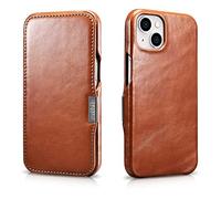 Mobiskin case compatible with Apple iPhone 13 MINI (5.4 inch), cover with genuine leather, book-style protective phone case, ultra-slim folio, thin wallet, brown vintage