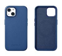 Mobiskin case compatible with Apple iPhone 14 (6.1 inch), phone case, cover with genuine leather, ultra-slim protective case, bumper, blue