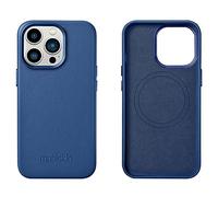 Mobiskin case compatible with Apple iPhone 14 PRO (6.1 inch), phone case, cover with genuine leather, ultra-slim protective case, bumper, blue