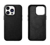 Mobiskin case compatible with Apple iPhone 14 PRO (6.1 inch), phone case, cover with genuine leather, ultra-slim protective case, bumper, black
