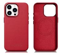 Mobiskin Case Suitable for iPhone 15 Pro Max (6.7 inches), Leather, MagSafe Compatible, Protective Back Cover, Red