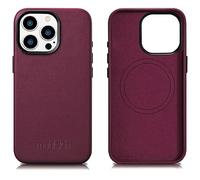 Mobiskin Case Suitable for iPhone 15 Pro Max (6.7 inches), Mobile Phone Case with Leather, Case Compatible with MagSafe, Protective Case, Mobile Phone Case, Slim Cover, Thin, Wine Red